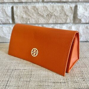 Tory Burch Sunglasses Case Orange Saffiano Leather